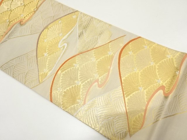 JAPANESE KIMONO / ANTIQUE FUKURO OBI / WOVEN WAVE